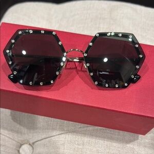 Valentino Hexagon Crystal Sunglasses